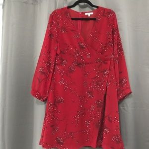 Madewell Long Sleeve Red Silk Dress